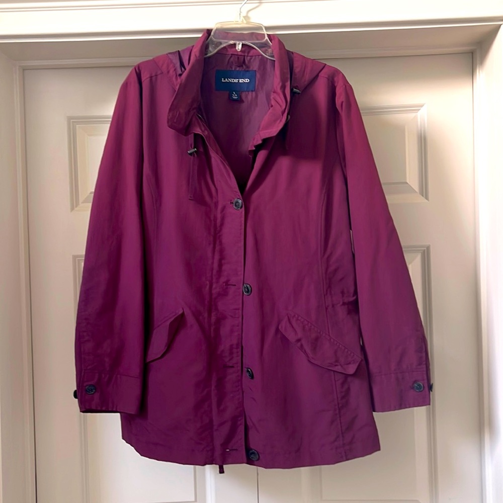 Lands End Women's Hooded Waterproof Raincoat
